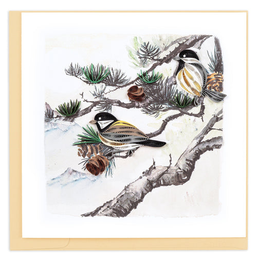 Pine Needles and Birds Quilling Card