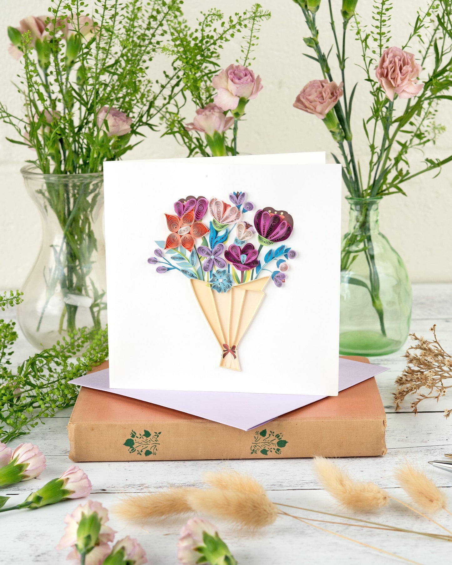 Playful Flower Bouquet Quilling Card