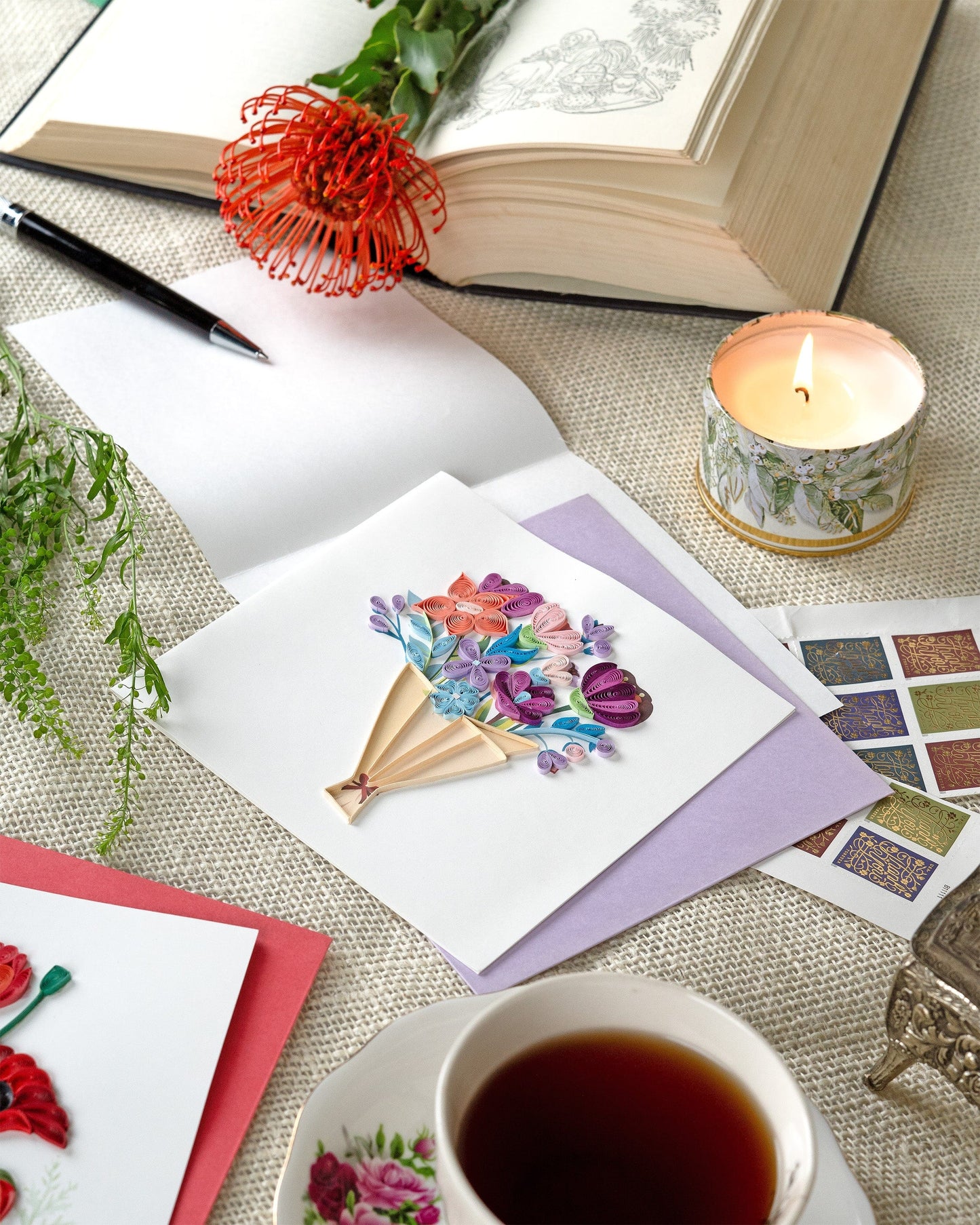 Playful Flower Bouquet Quilling Card