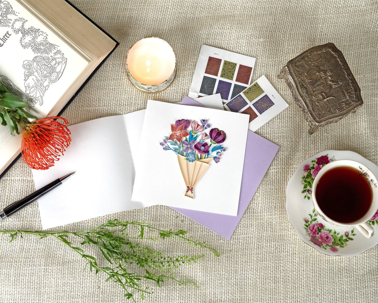 Playful Flower Bouquet Quilling Card