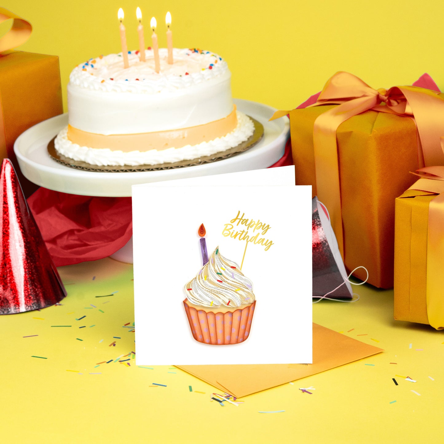 Quilled Polka Dot Cupcake Greeting Card 7674095206479