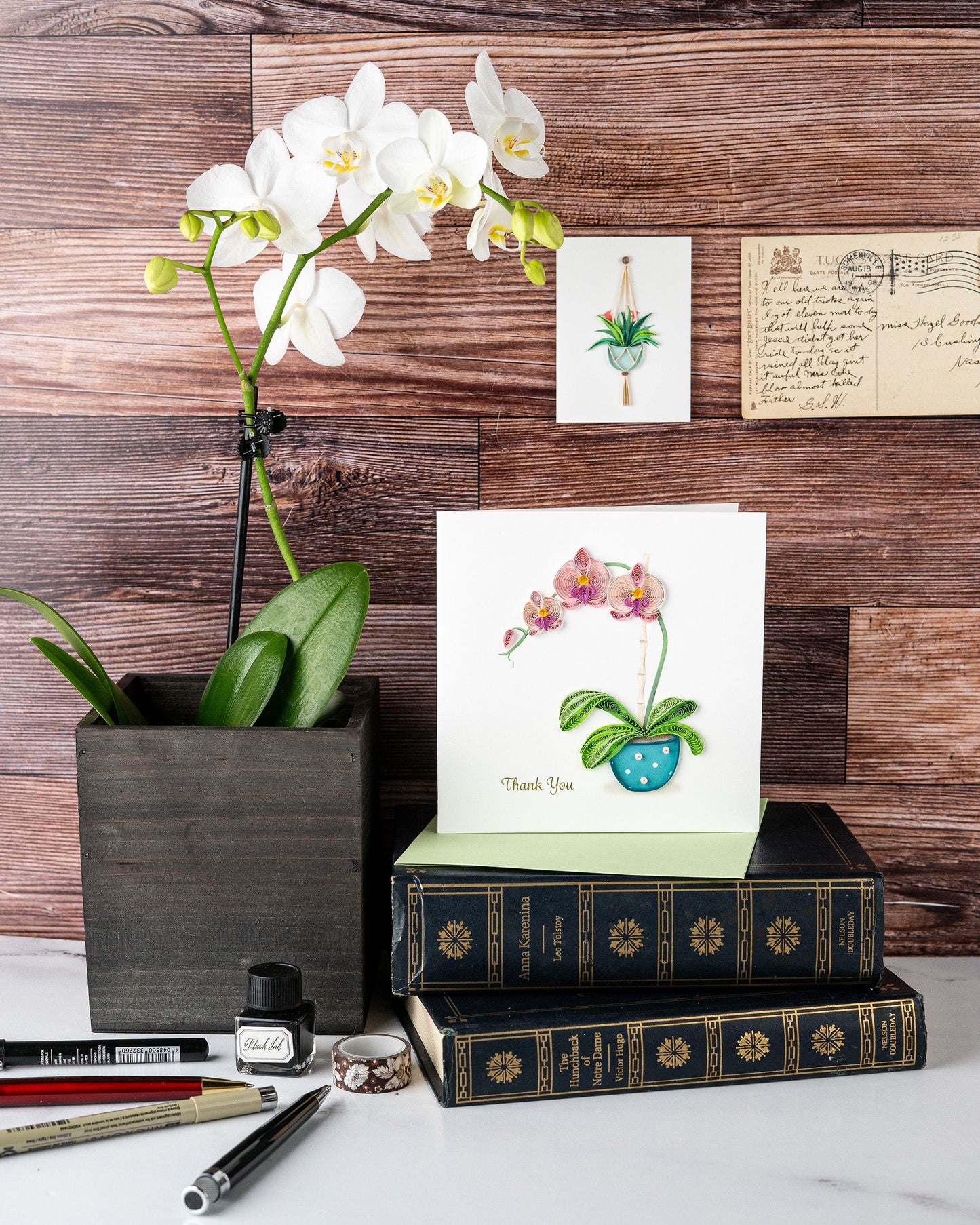 Potted Orchid Thank You Quilling Card