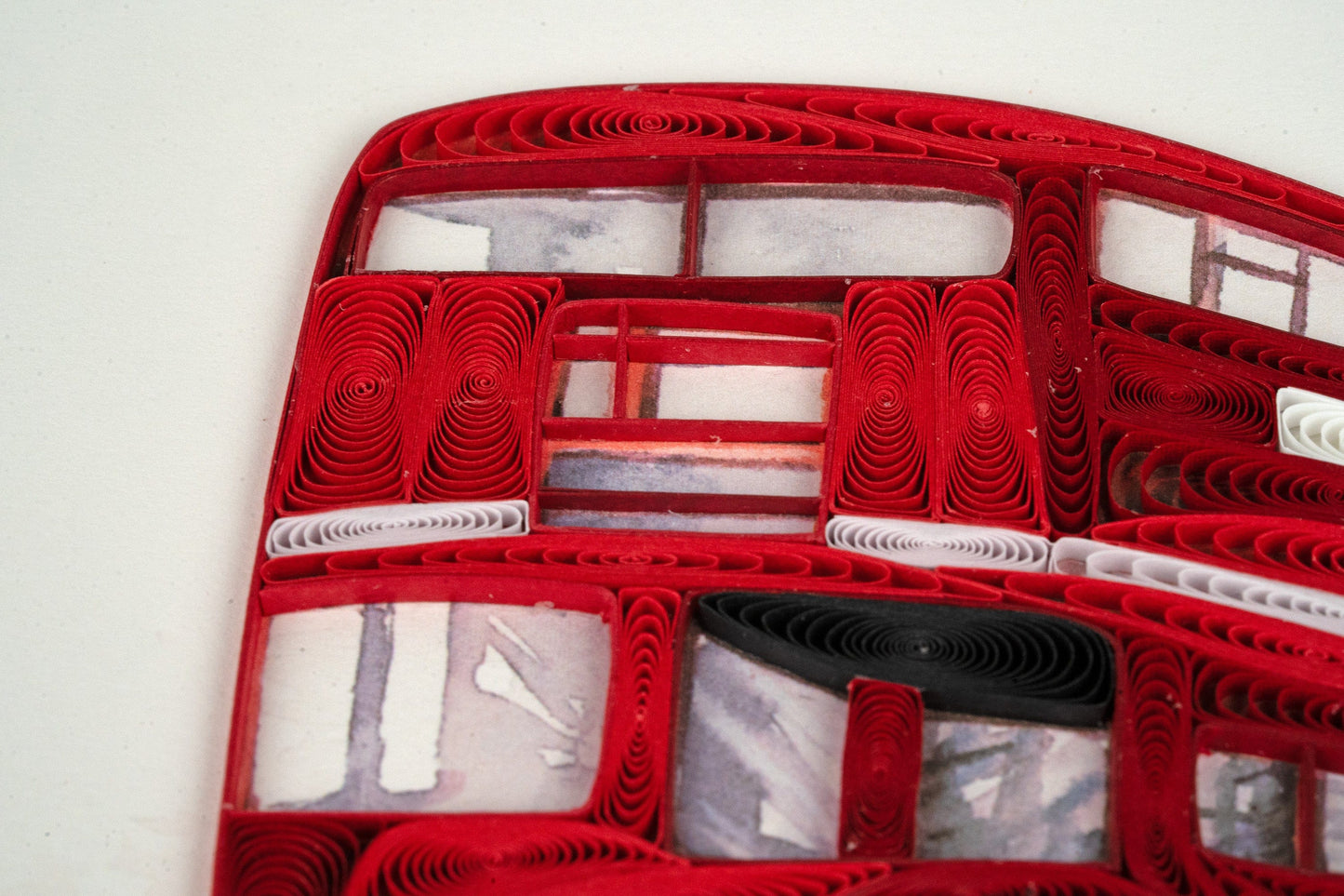 Red Double-decker Bus Quilling Card