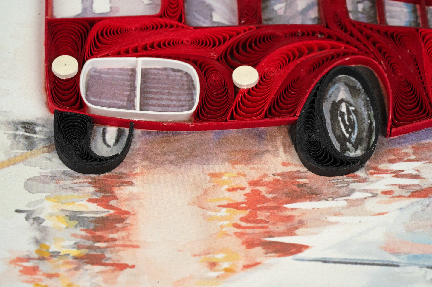 Red Double-decker Bus Quilling Card