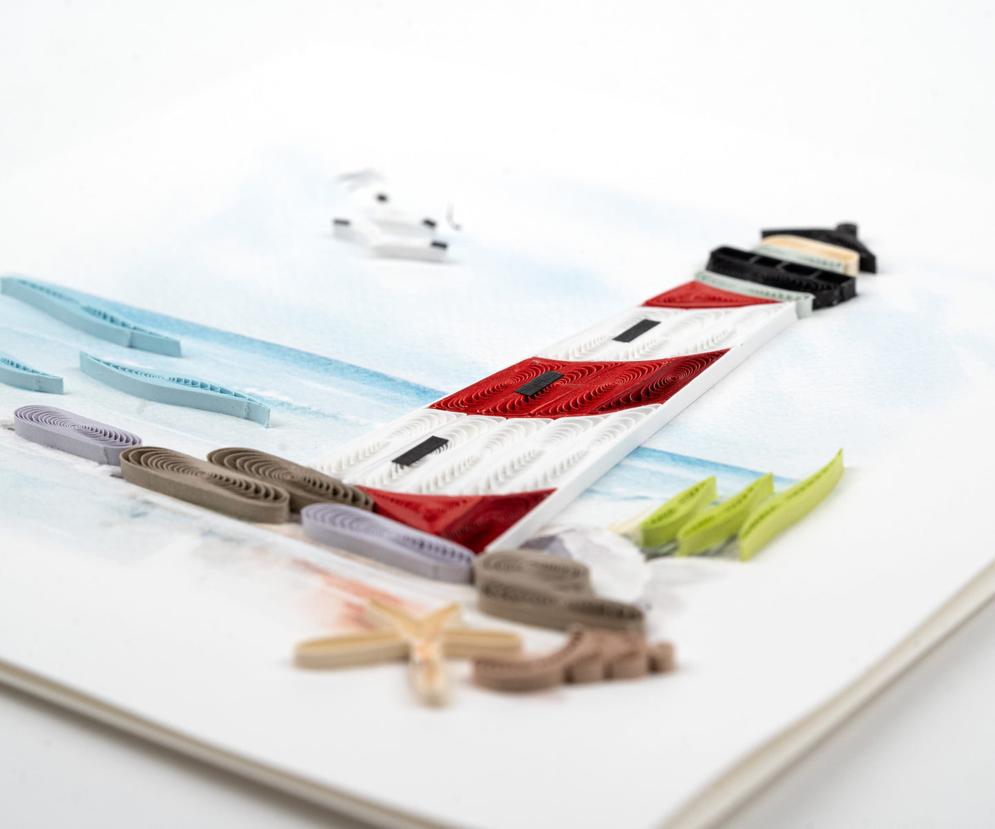 Red & White Lighthouse Quilling Card