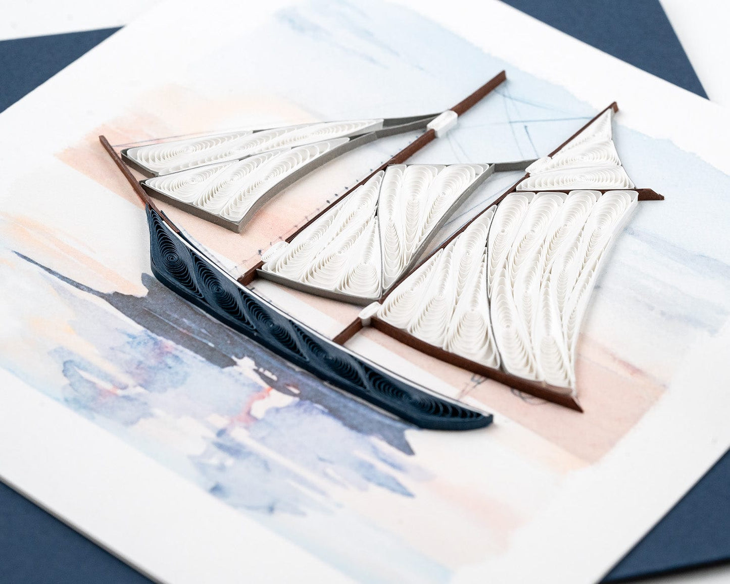 Schooner at Sunset Quilling Card