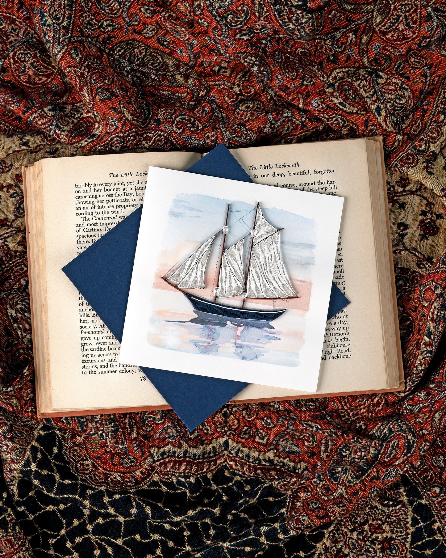 Schooner at Sunset Quilling Card