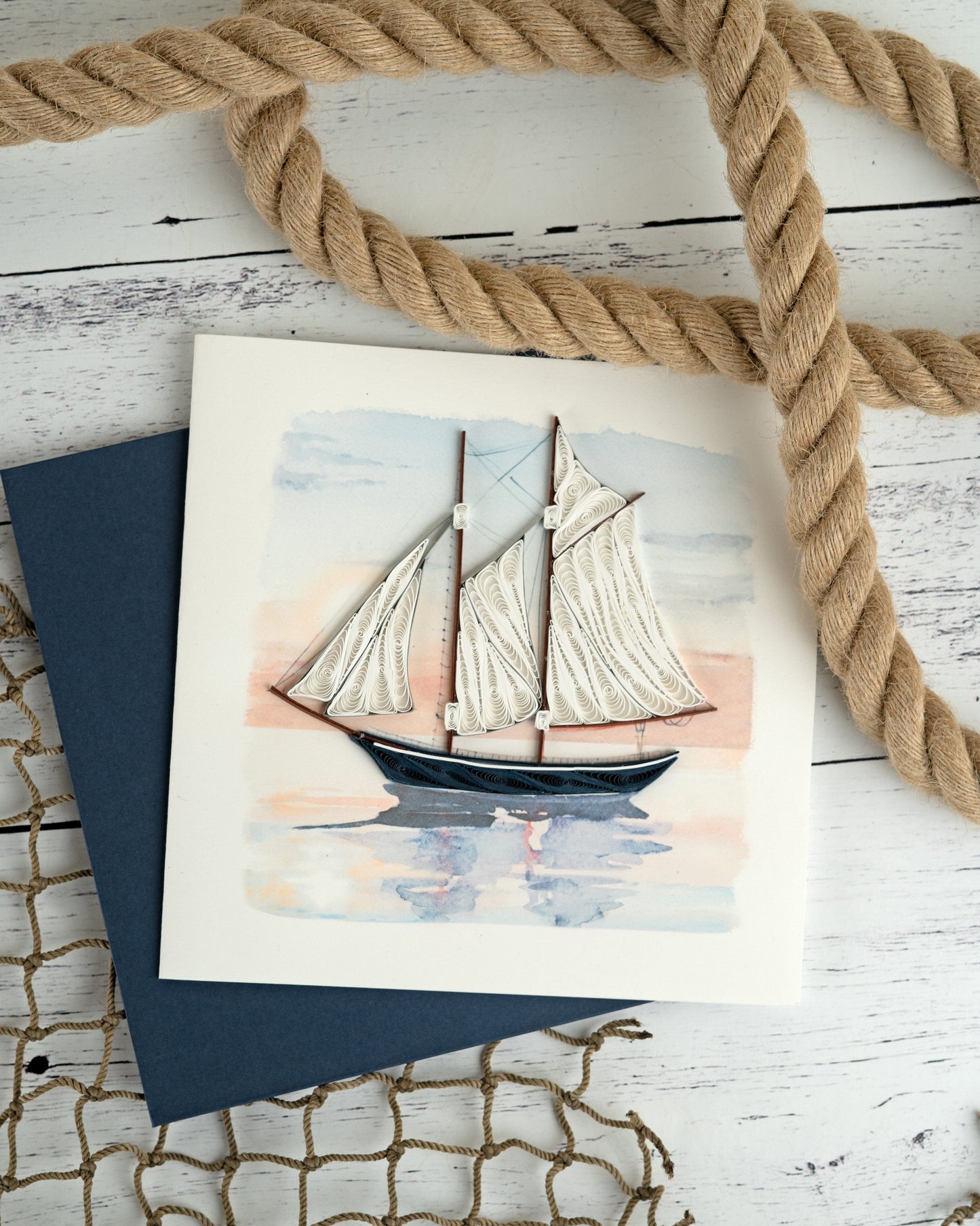 Schooner at Sunset Quilling Card