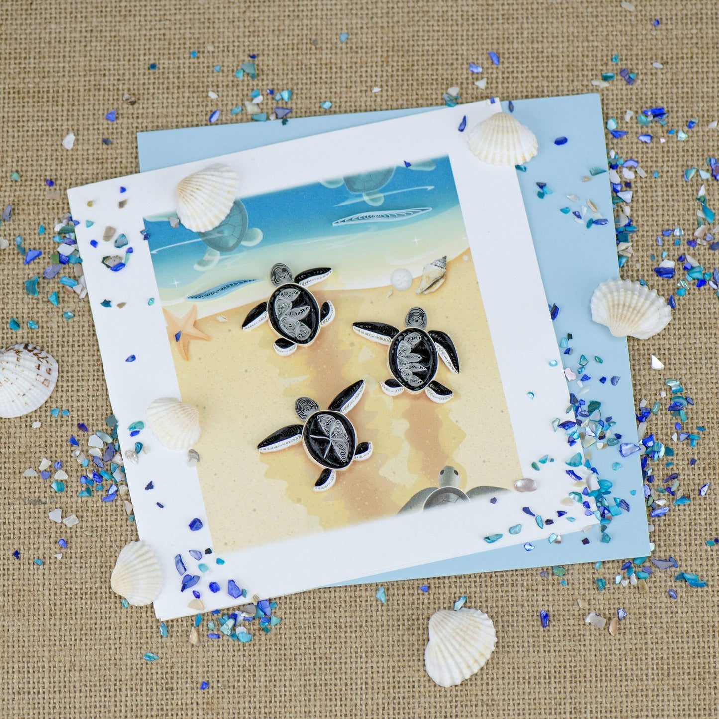 Sea Turtle Hatchlings Quilling Card