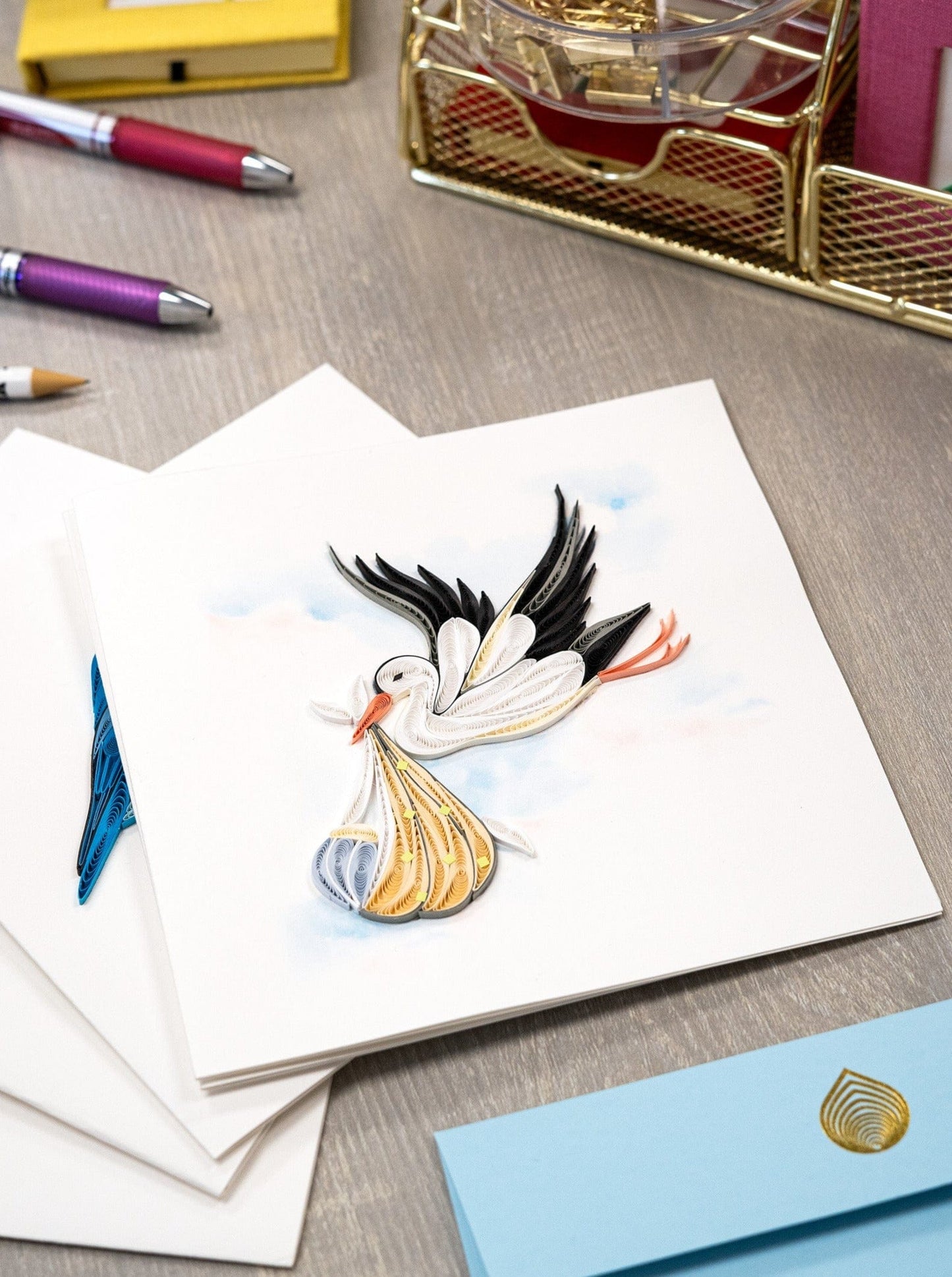 Special Delivery Stork Quilling Card