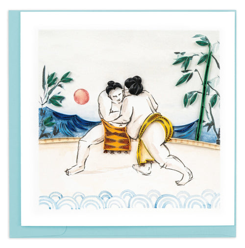Sumo Wrestlers Quilling Card