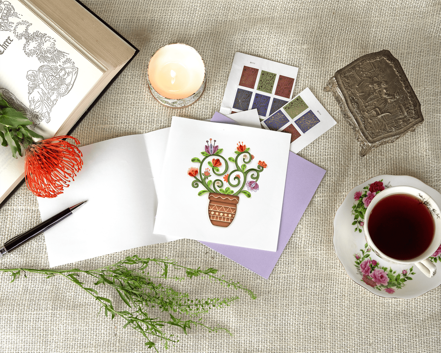 Terracotta Flower Bouquet Quilling Card