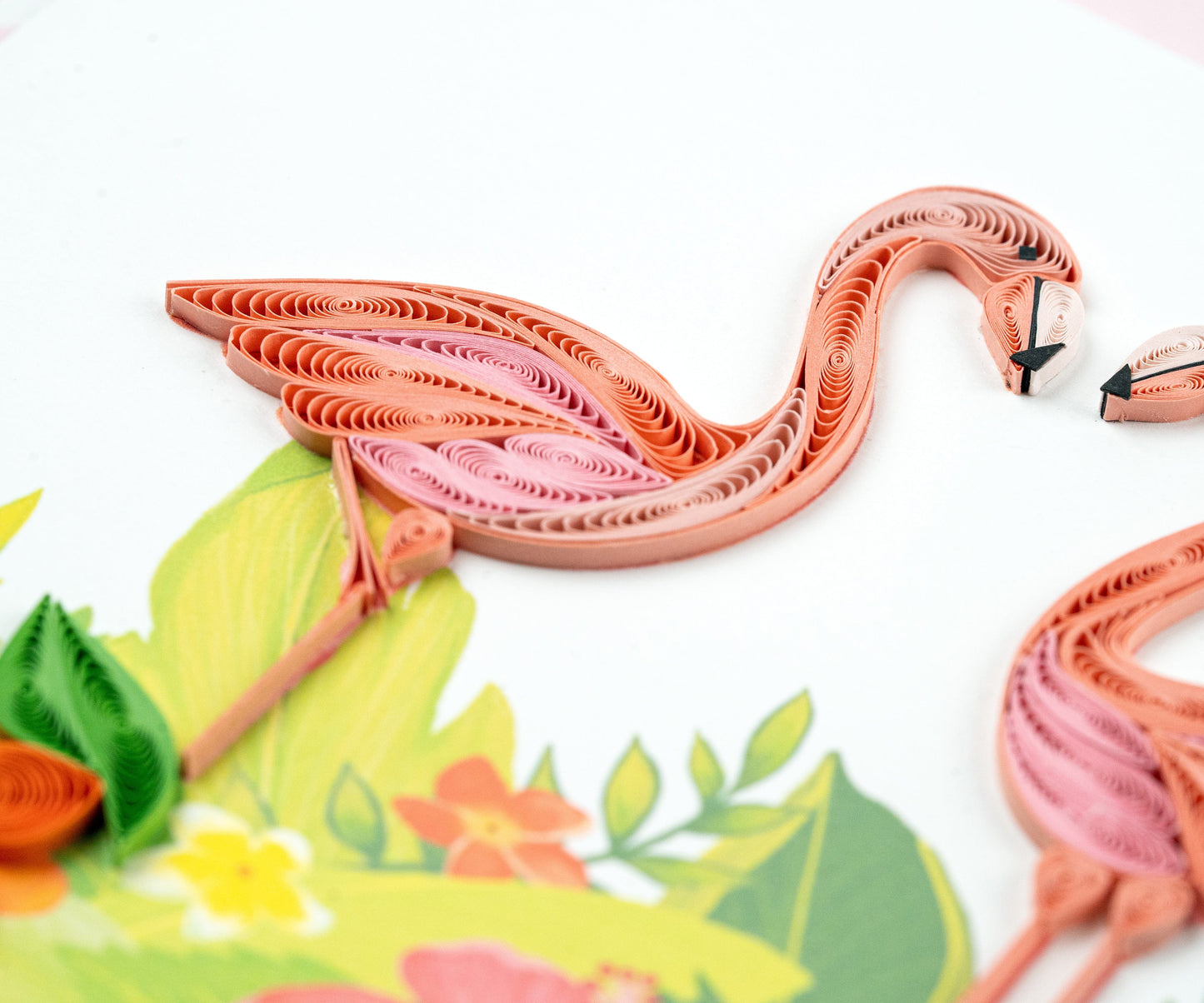 Tropical Flamingos Quilling Card