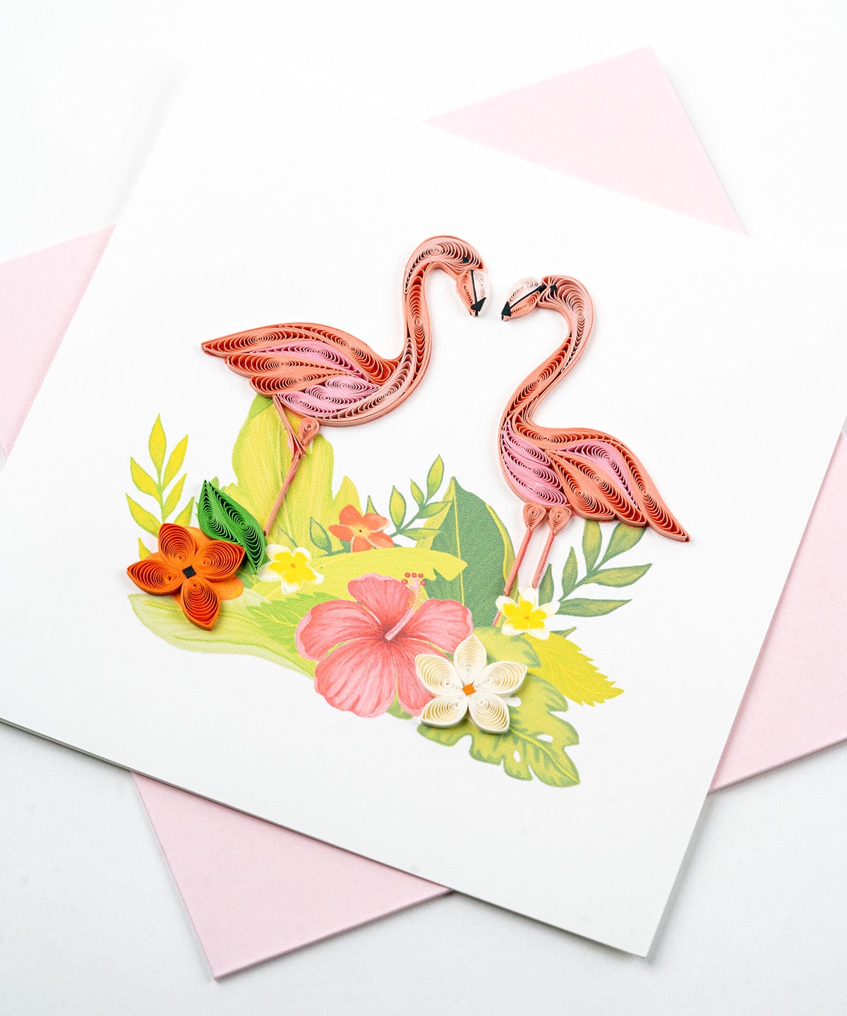 Tropical Flamingos Quilling Card