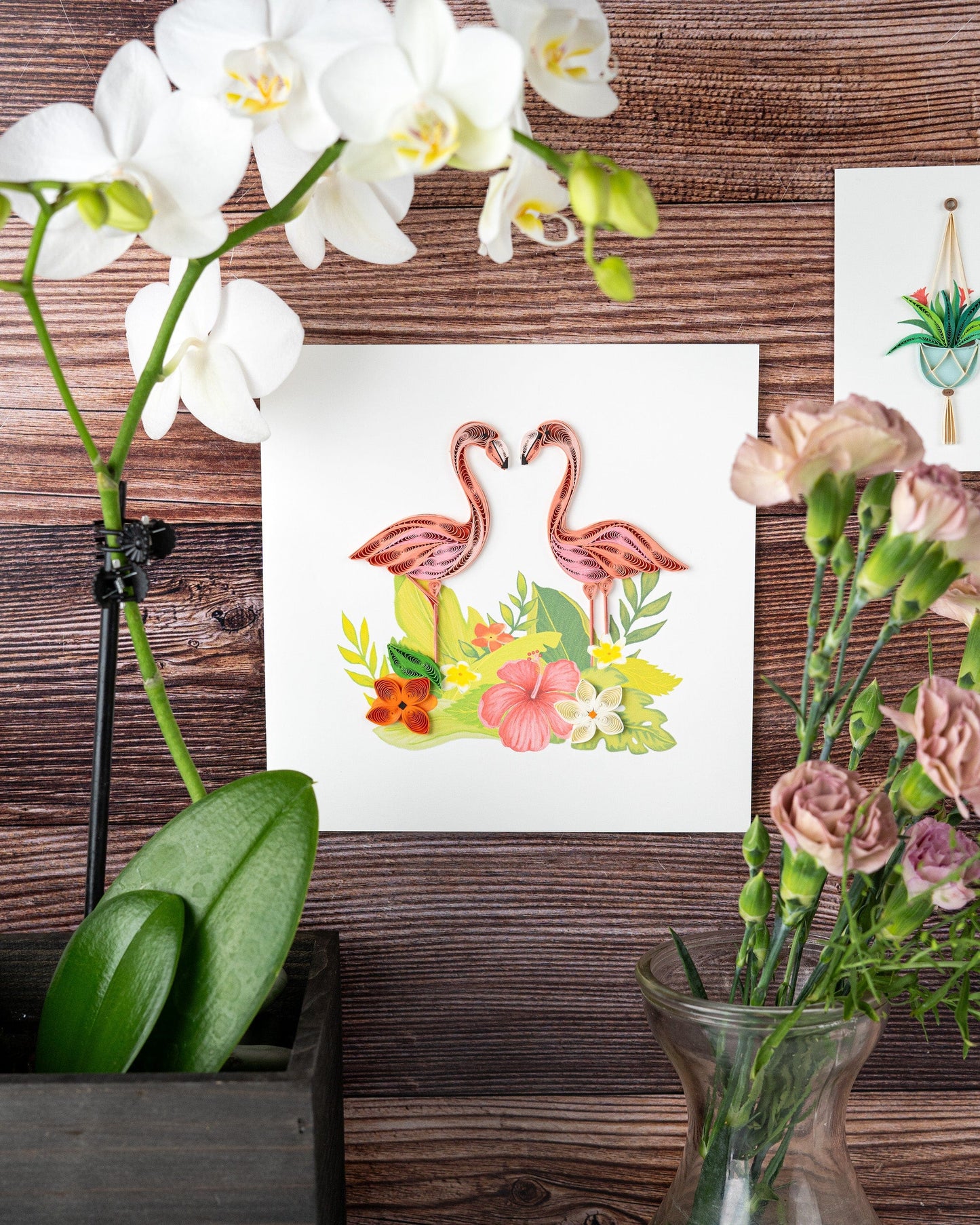 Tropical Flamingos Quilling Card
