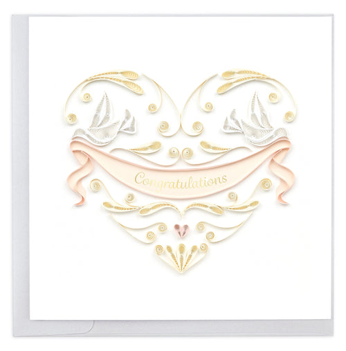 Quilled Wedding Doves Heart Greeting Card 6792731492431