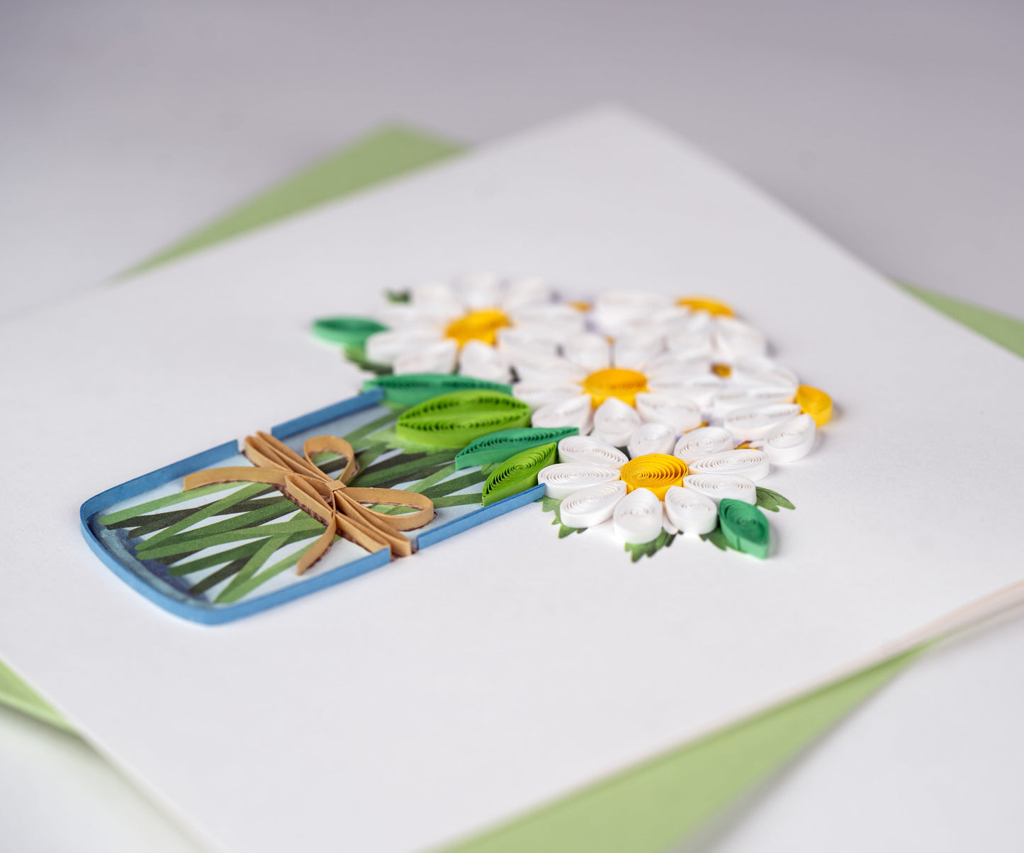 White Daisies in Jar Quilling Card