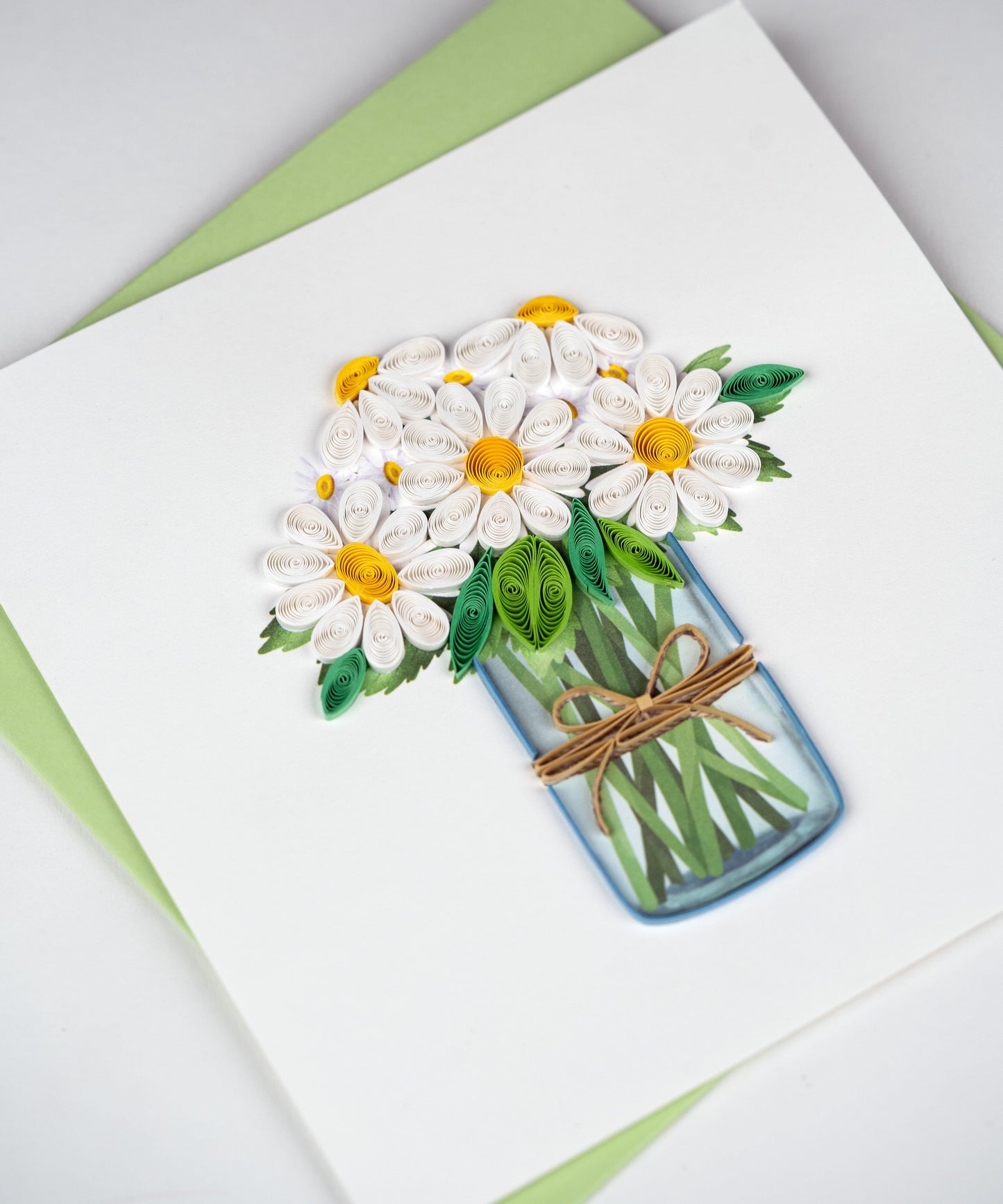White Daisies in Jar Quilling Card