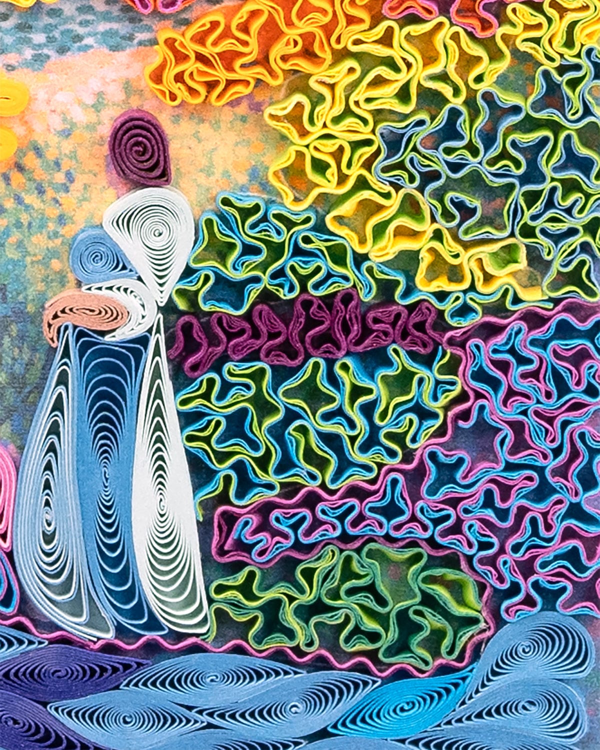 Quilled Artist Series - Two Women by the Shore, Mediterranean, Cross Greeting Card