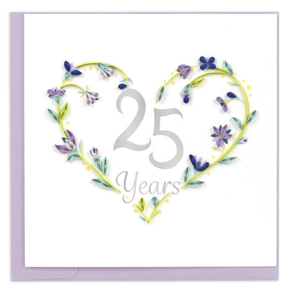 Quilled 25th Wedding Anniversary Card 7143253803087