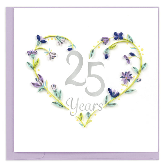Quilled 25th Wedding Anniversary Card 7143253803087
