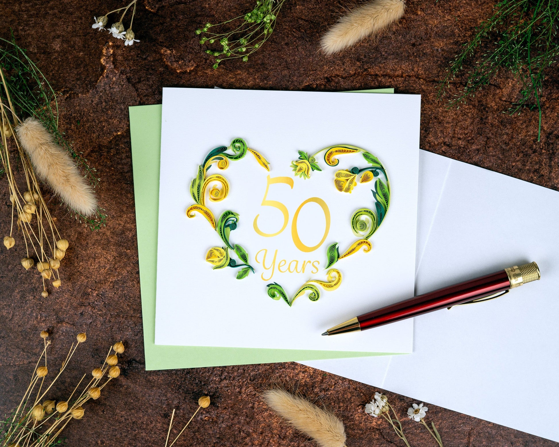 Quilled 50th Wedding Anniversary Card 7143253770319