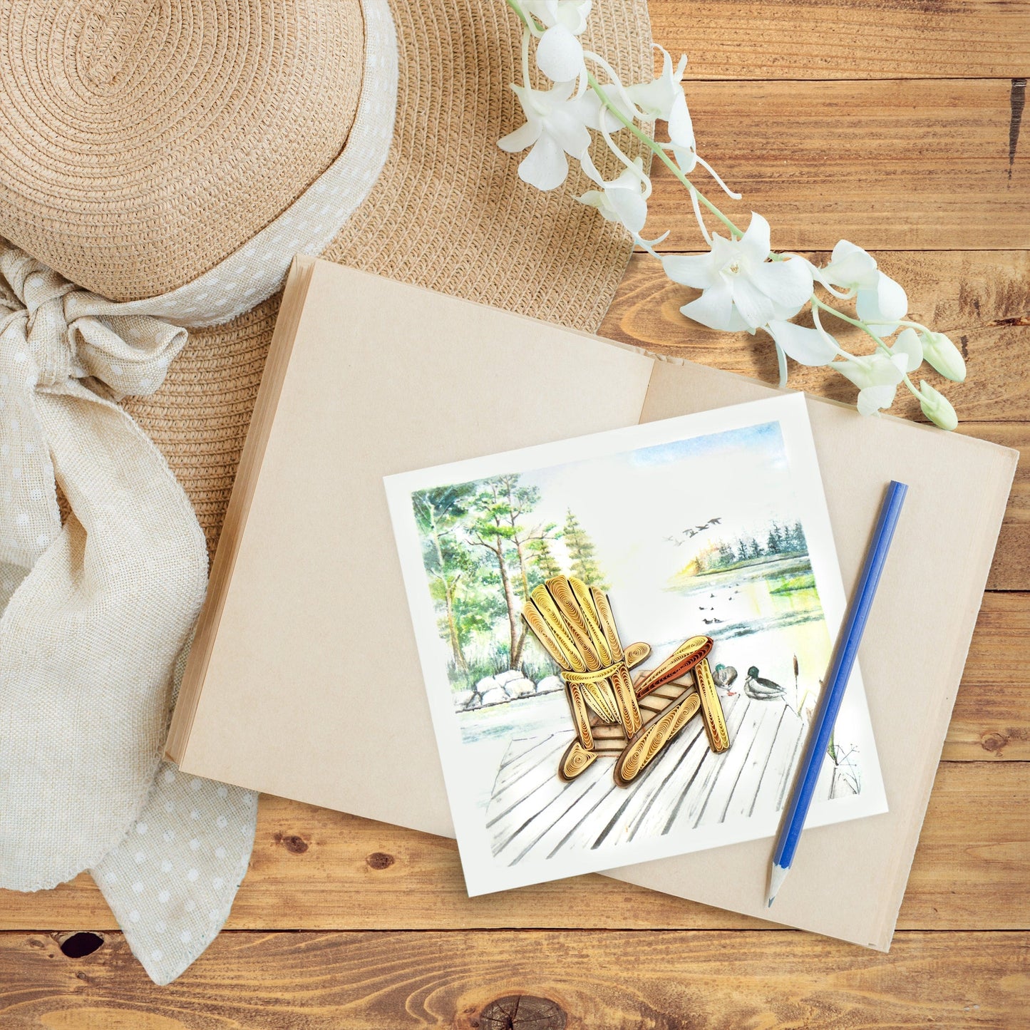 Adirondack Lake Quilling Card