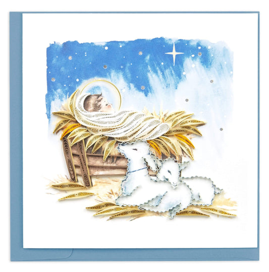 Baby Jesus in Manger Christmas Quilling Card