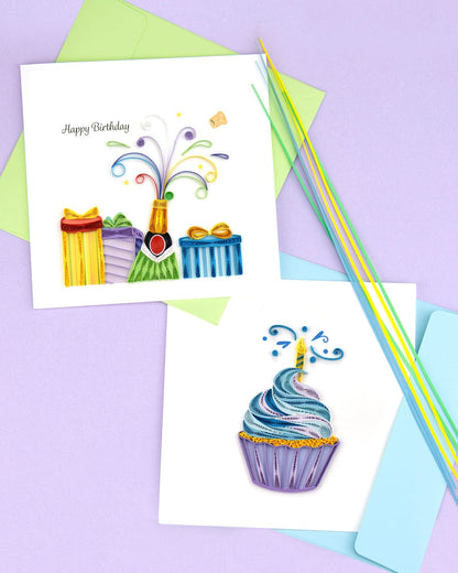 Quilled Birthday Champagne Greeting Card 4808659828815