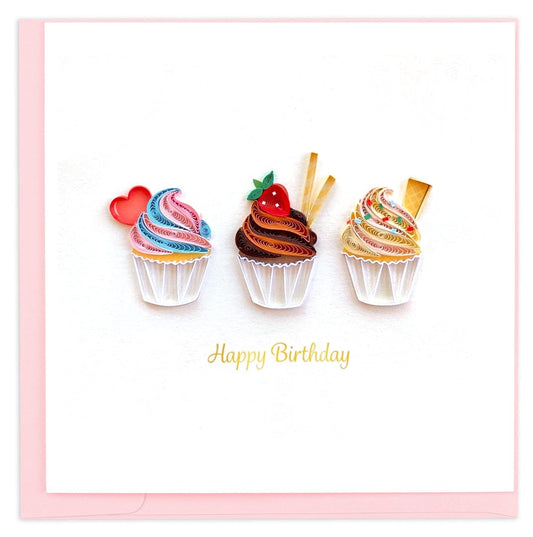 Birthday Cupcake Trio Quilling Card