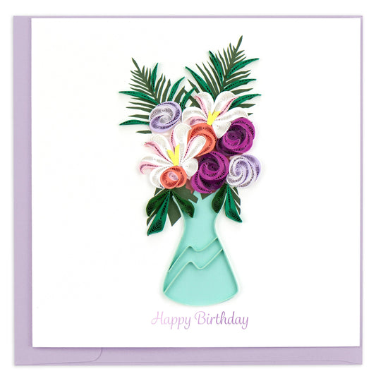 Birthday Flower Vase Quilling Card