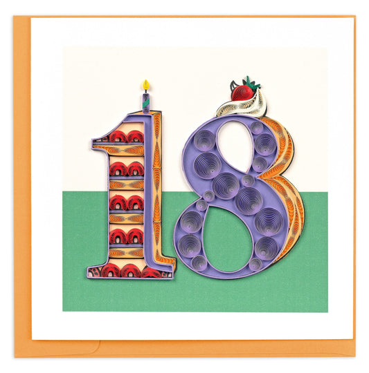 Birthday Milestone 18 Quilling Card
