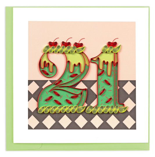 Birthday Milestone 21 Quilling Card