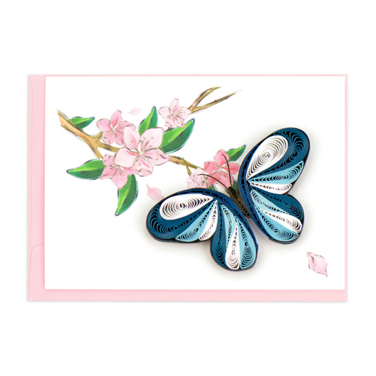 Blue Butterfly Gift Enclosure Mini Quilling Card