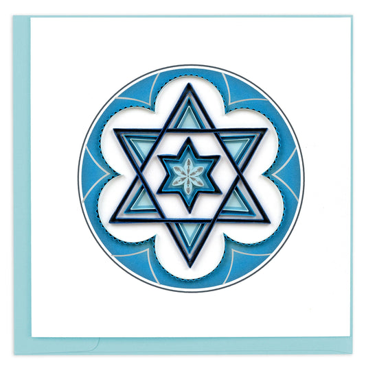 Blue Star of David Quilling Card