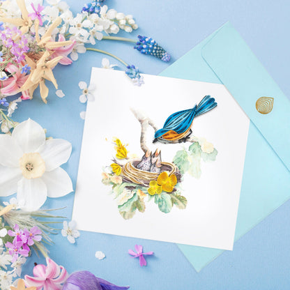 Bluebird & Babies Quilling Card