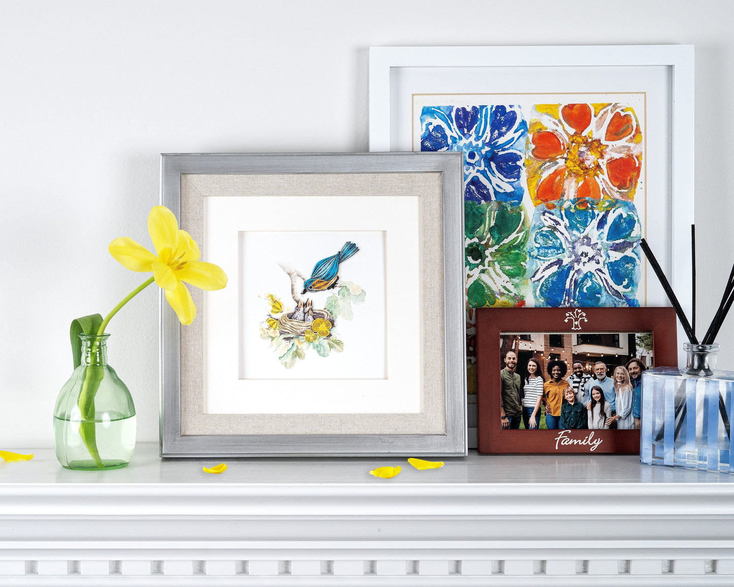 Bluebird & Babies Quilling Card