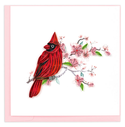 Cardinal & Cherry Blossom Quilling Card 