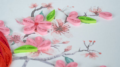Cardinal & Cherry Blossom Quilling Card 