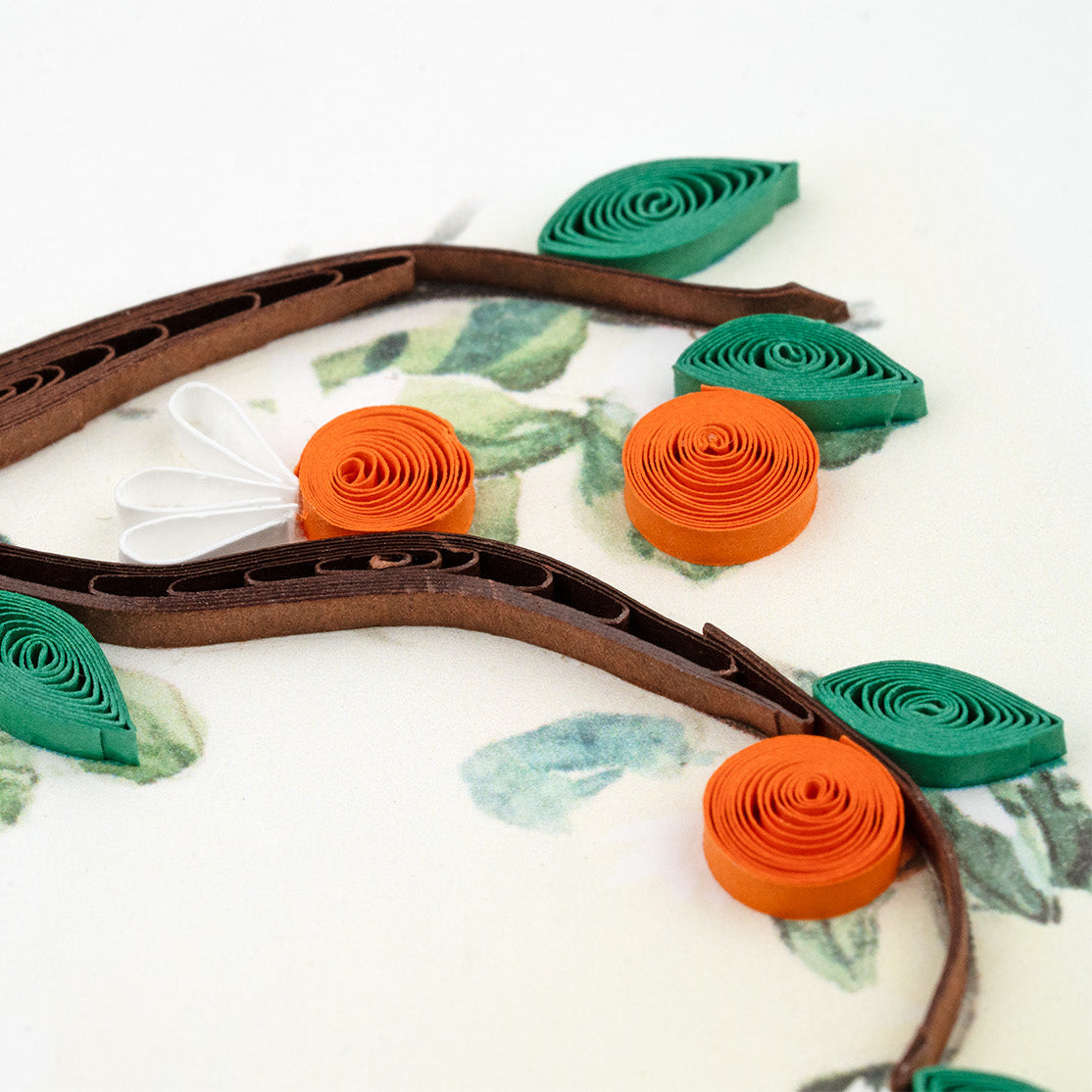 Cat & Orange Branch Quilling Card