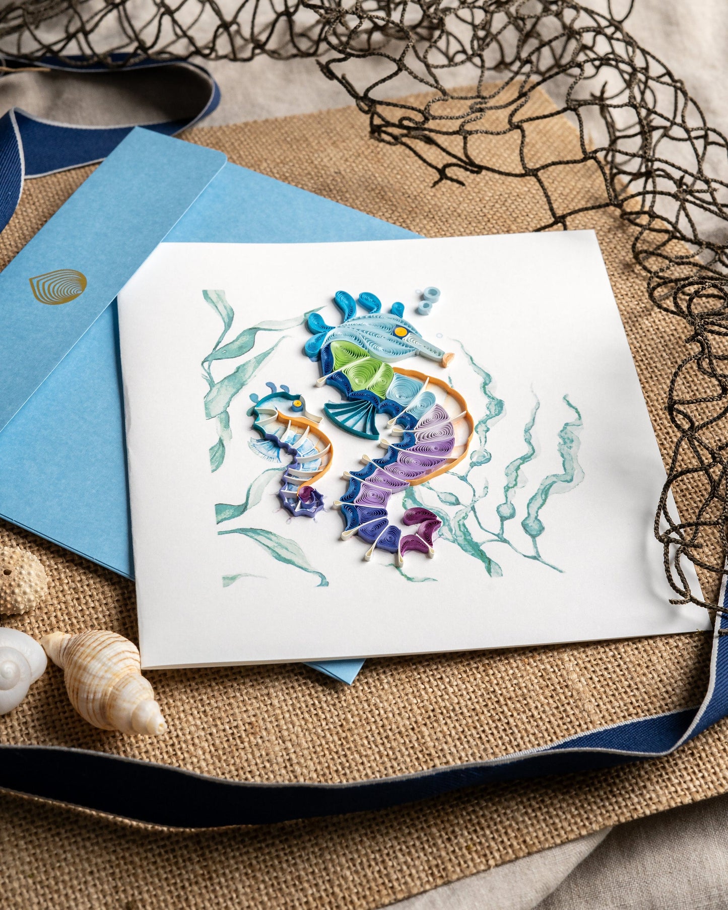 Colorful Seahorse Quilling Card