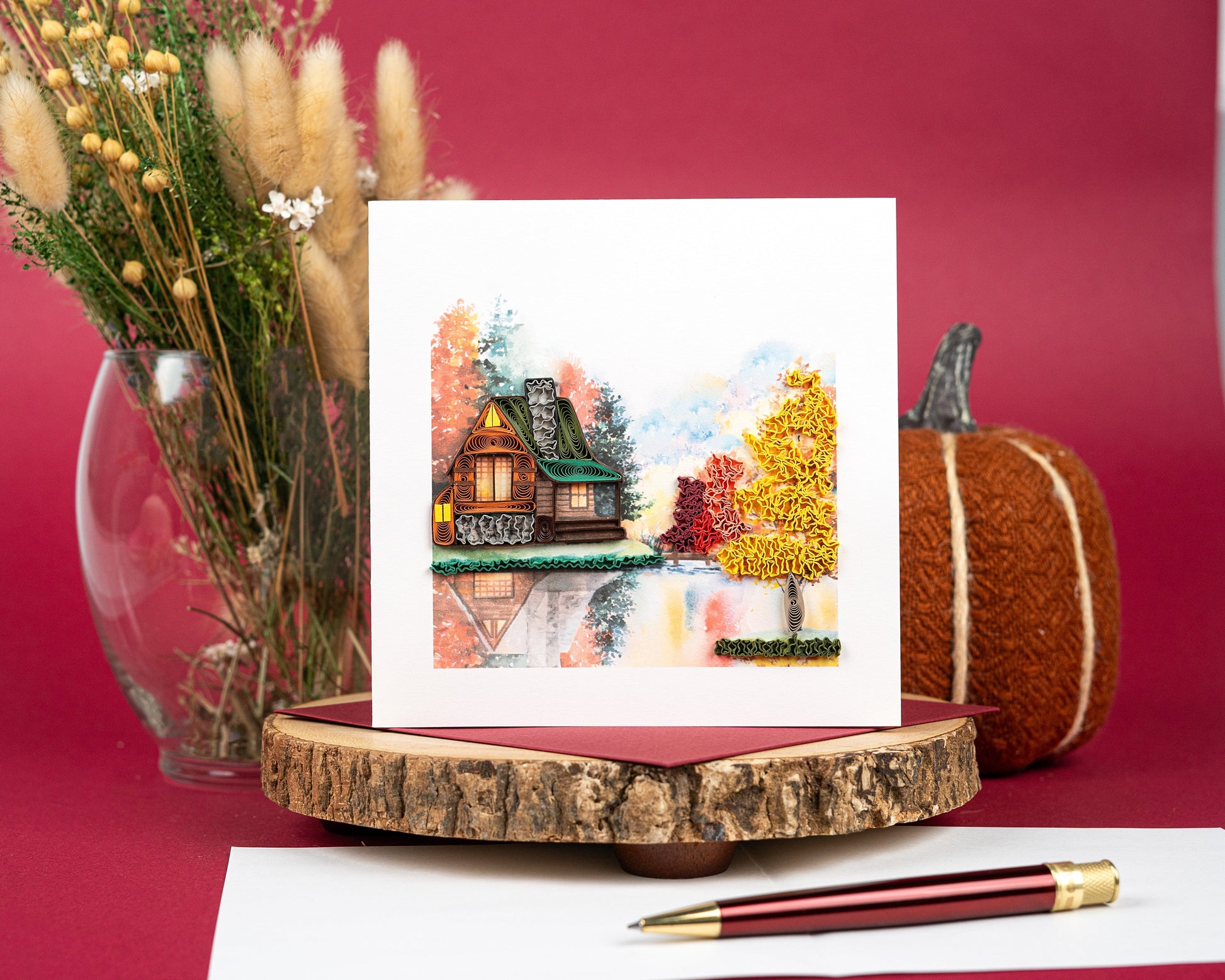 Quilled Cozy Autumn Cabin Greeting Card 6988901187663