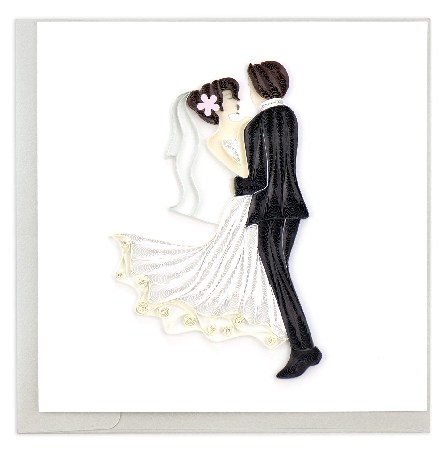 Quilled Dancing Bride & Groom Wedding Card 4379897593935