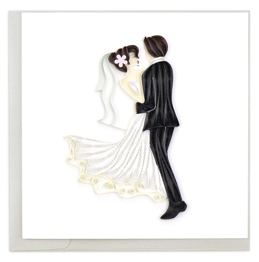 Quilled Dancing Bride & Groom Wedding Card 4379897593935