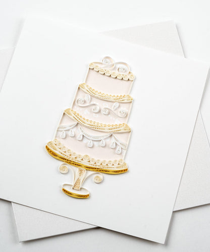 Quilled Elegant Wedding Cake Greeting Card 7066287571023