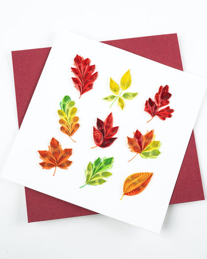 Fall Foliage Leaves Quilling Card
