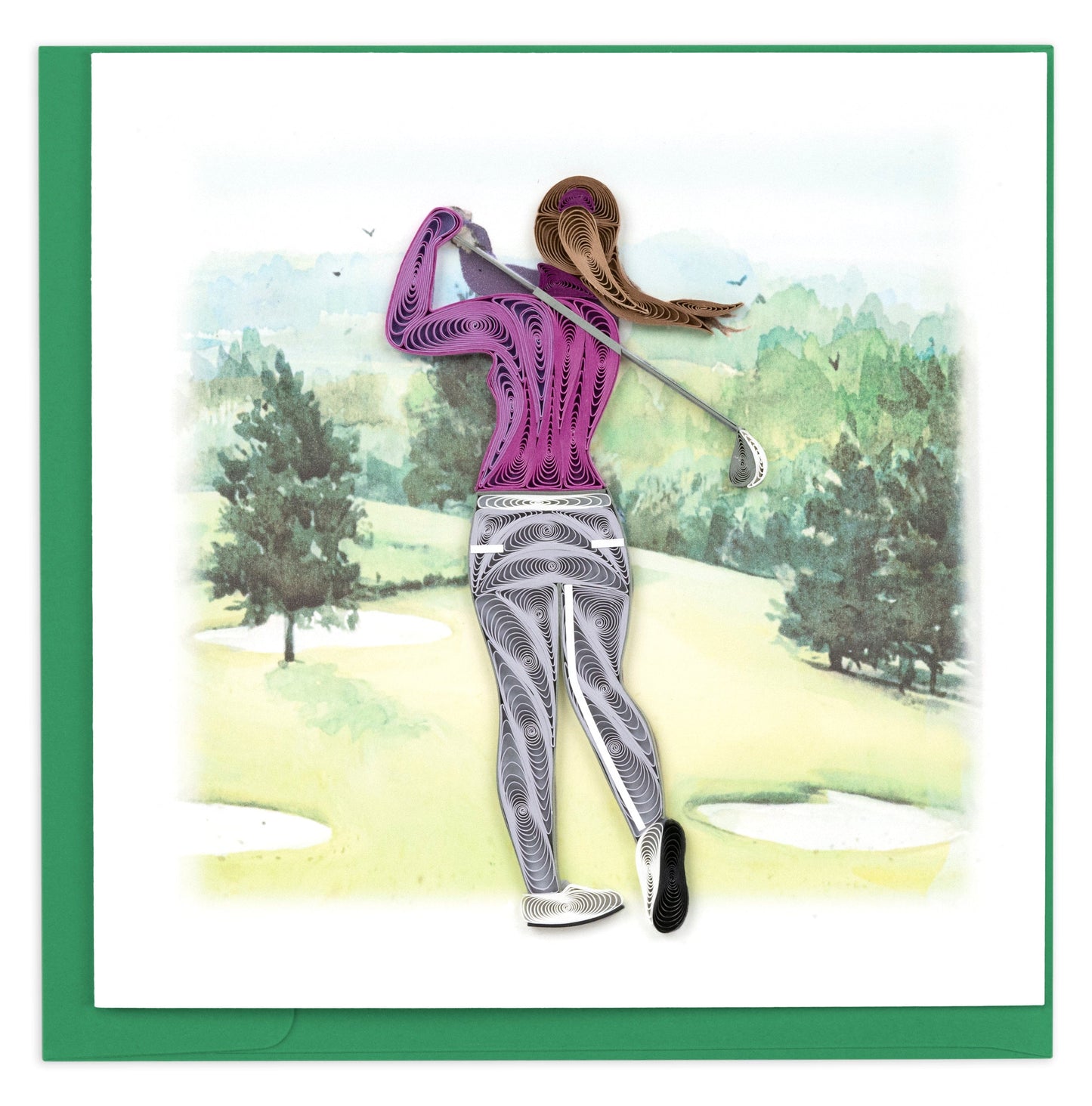 Female Golfer Quilling Card