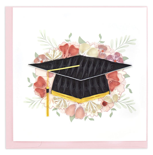 Floral Mortarboard Graduation Quilling Card