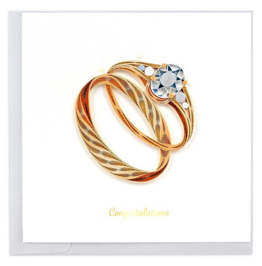 Quilled Gold Wedding Rings Greeting Card 7205647974479