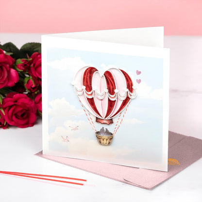 Heart Air Balloon Quilling Card